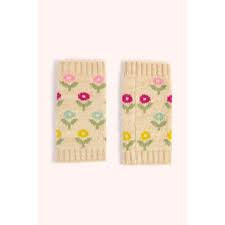 Powder WILLOW DITSY FLOWER WRIST WARMERS, CREAM