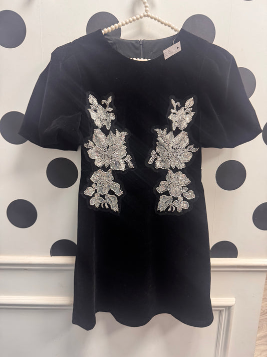 DMB Black Velevt Embellished Mini Dress