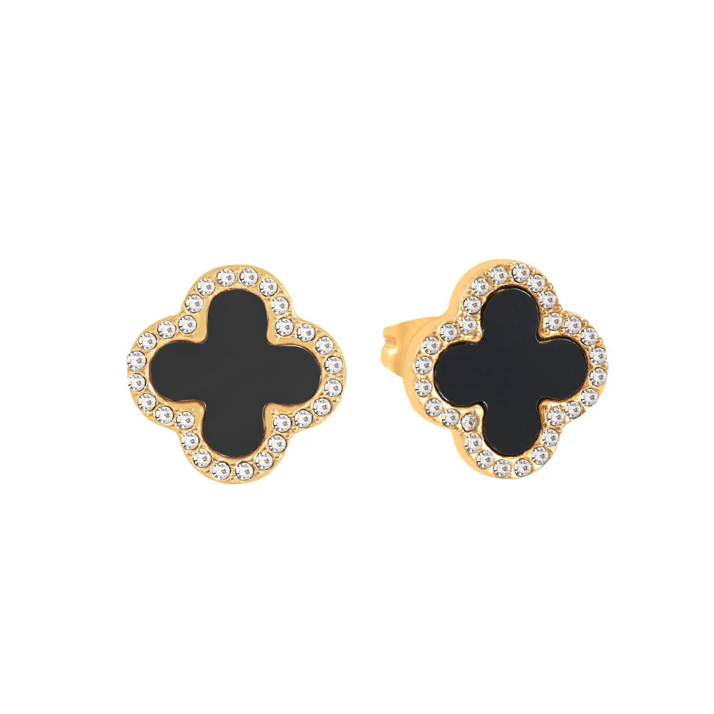Knight & Day T709EMS Estella Shell Black Resin studs