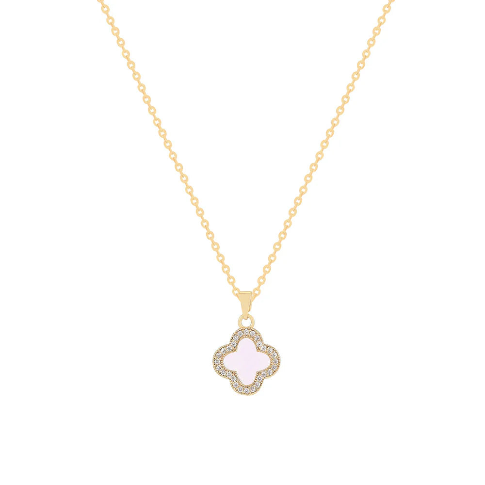Knight & Day T699NMS Pink Clover Gold Necklace