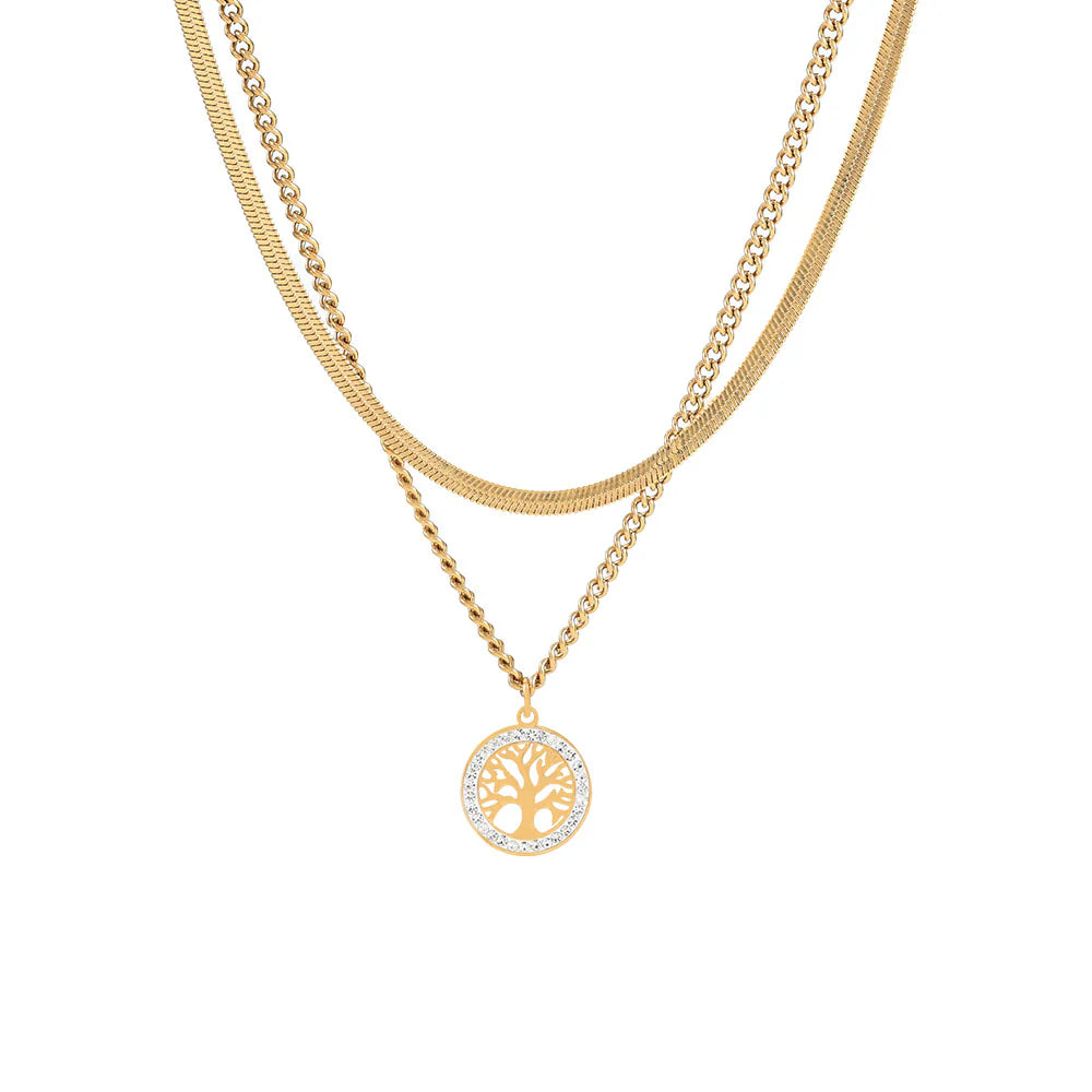 Knight & Day T696NMS Gold Tree of Life Layered Necklace