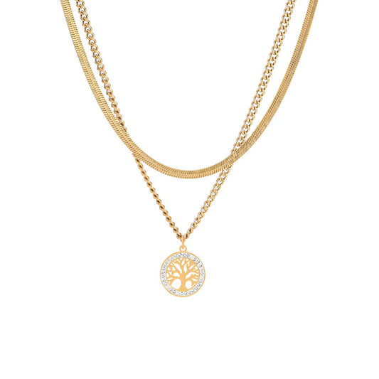 Knight & Day T696NMS Gold Tree of Life Layered Necklace