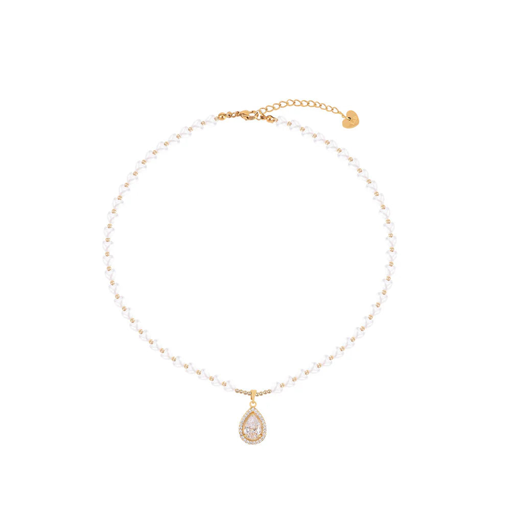 Knight & Day T692NMS Pearl Teardrop gold Necklace