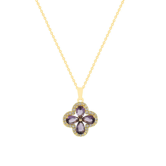 Knight & Day T691NMS Amethyst Clover Gold Necklace