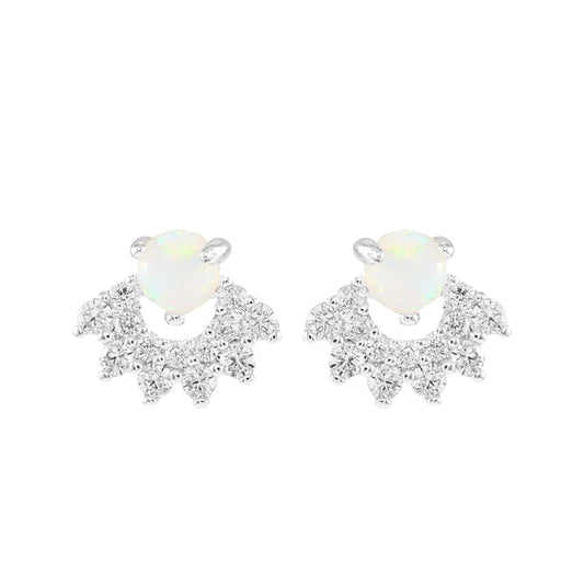 Knight & Day T681EAP Silver White Opal Earrings