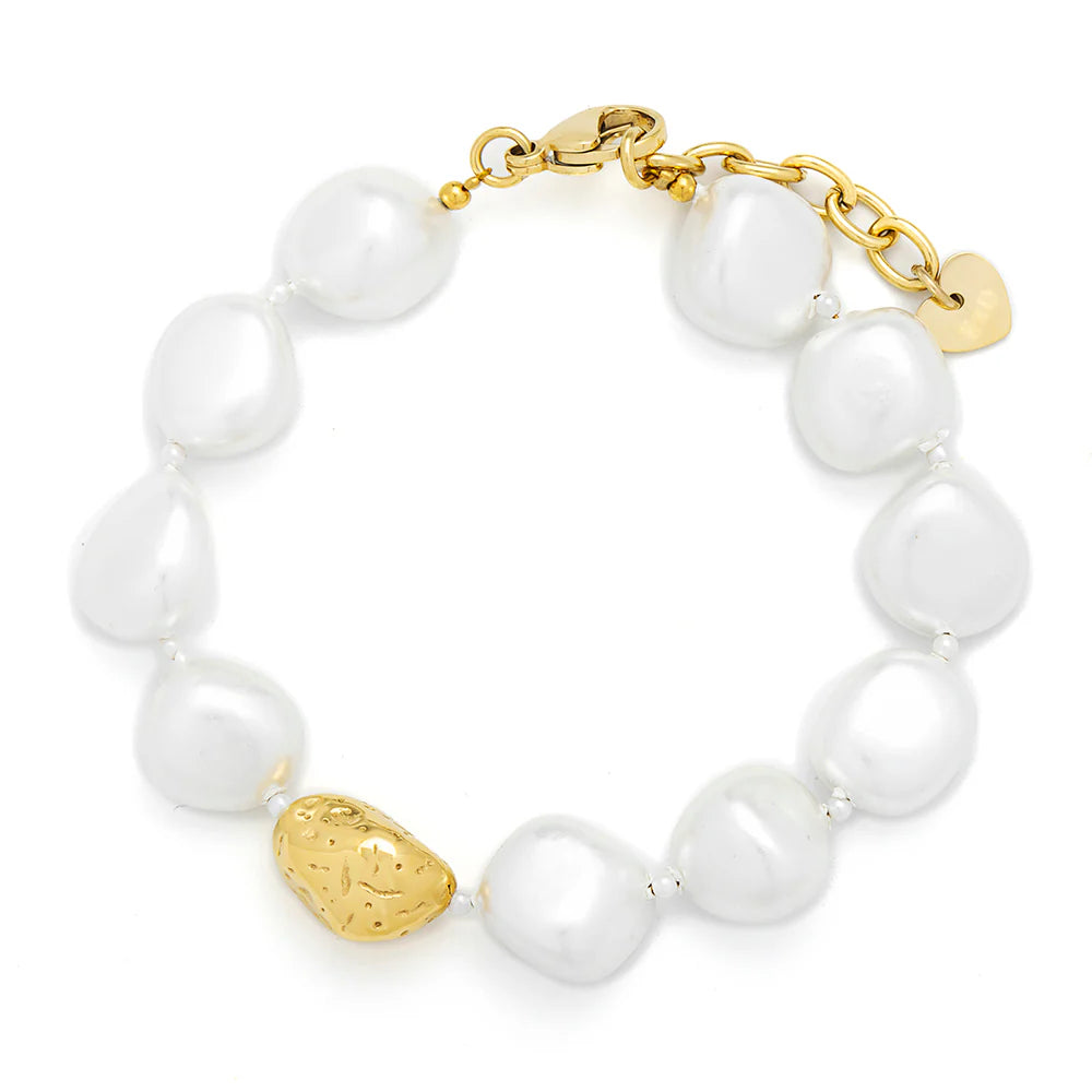 Knight & Day T504BSF Shell Pearl Gold Accents Bracelet