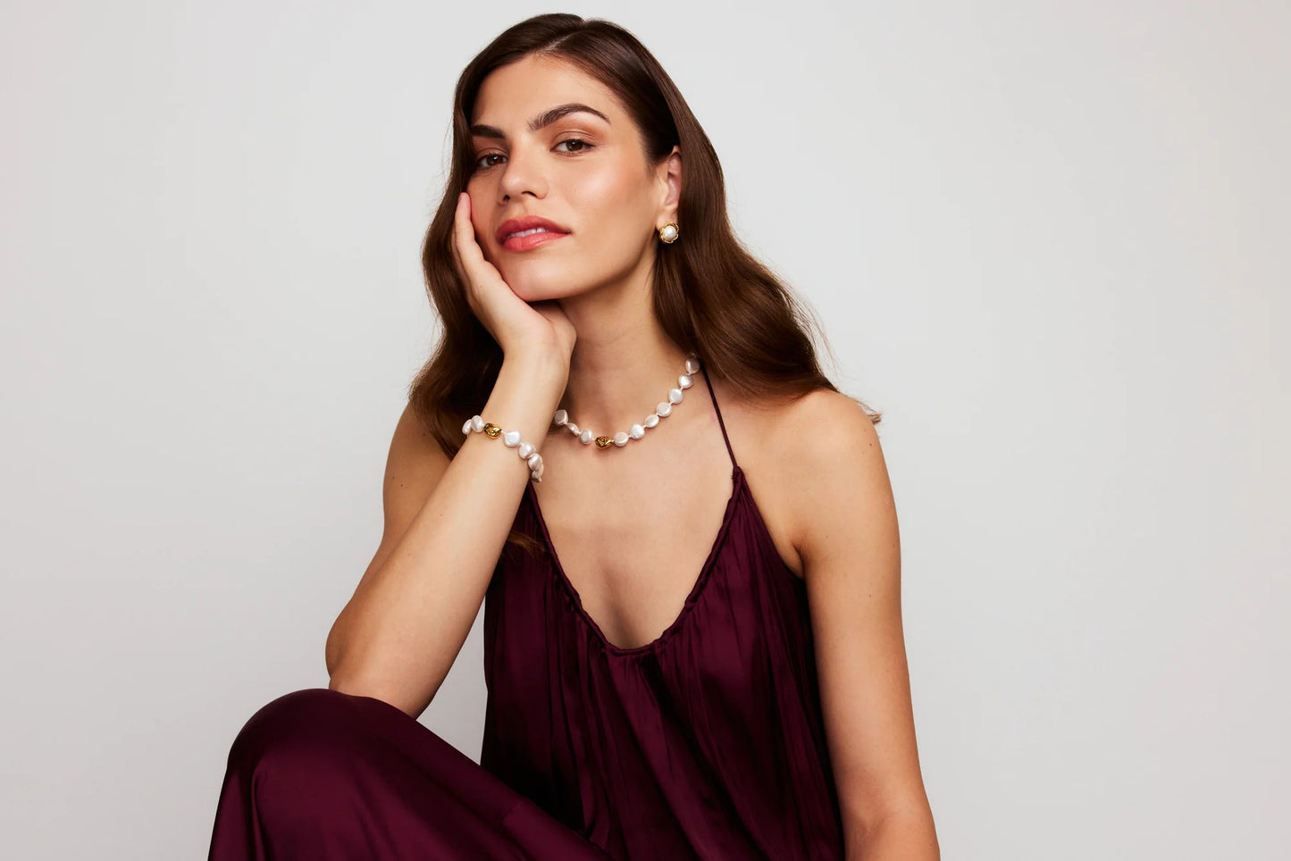 Knight & Day T504BSF Shell Pearl Gold Accents Bracelet