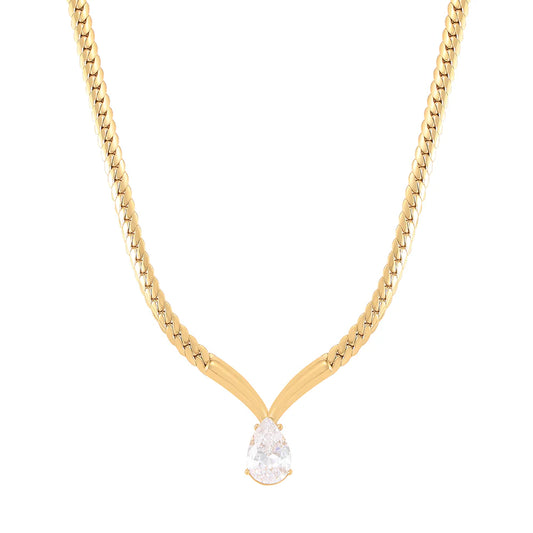 Knight & Day T520NYA Zora Clear Crystal Gold Necklace