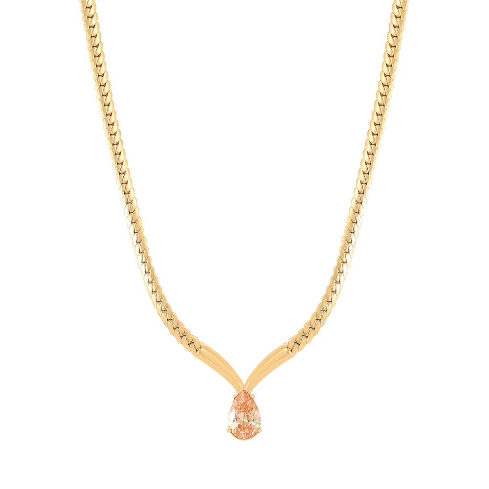 Knight & Day T521NYA Zora Dark Champagne Crystal Gold Necklace