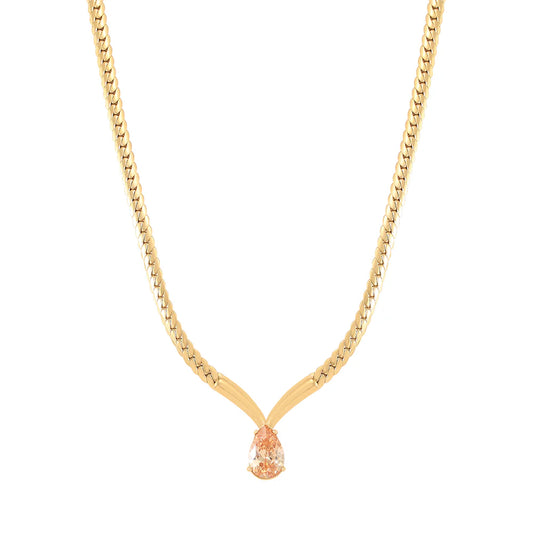 Knight & Day T521NYA Zora Dark Champagne Crystal Gold Necklace