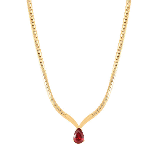 Knight & Day T522NYA Zora Ruby Crystal Gold Necklace