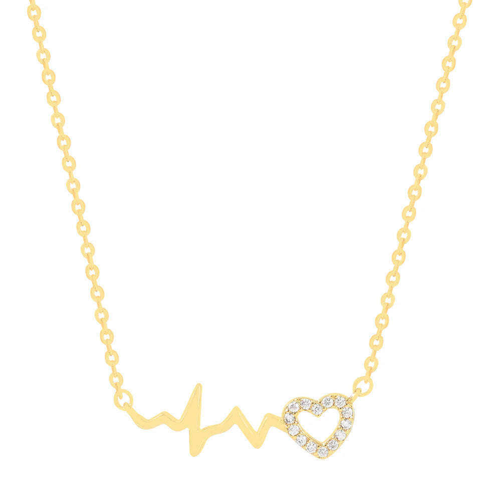 Knight & Day T537NDL The Pink Box Heartbeat Gold Necklace