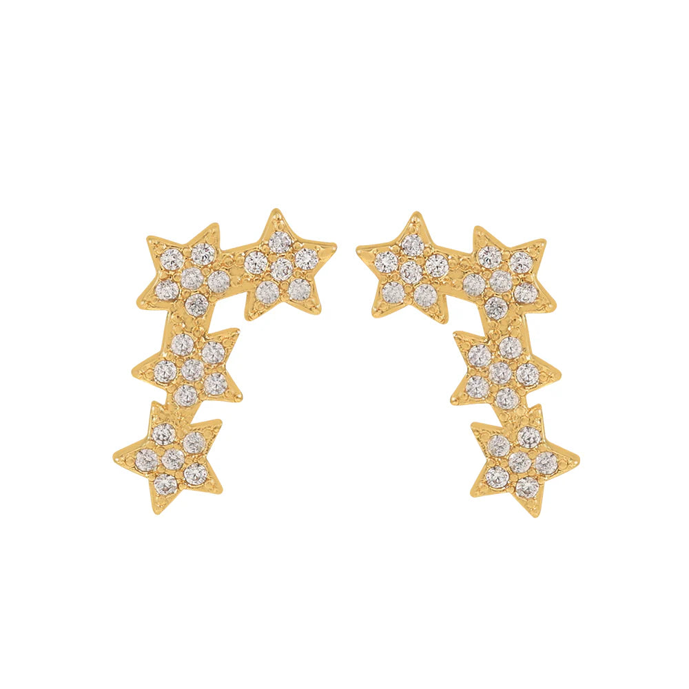 Knight & Day T542EDL The Pink Box Climber Stars Gold Earrings
