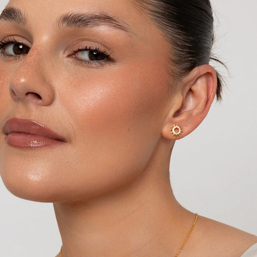 Knight & Day T543EDL The Pink Box Sunburst Gold Earrings