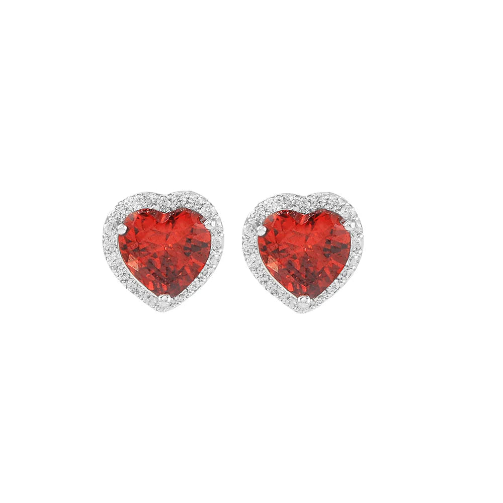 Knight & Day T586ECB Silver RedHeart Shaped Earrings