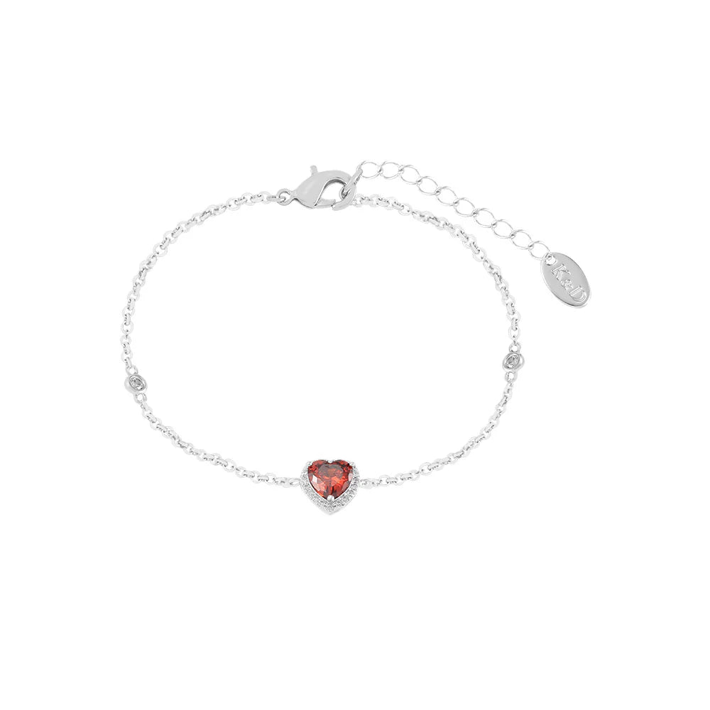 Knight & Day T587BCB Silver RedHeart Shaped Bracelet