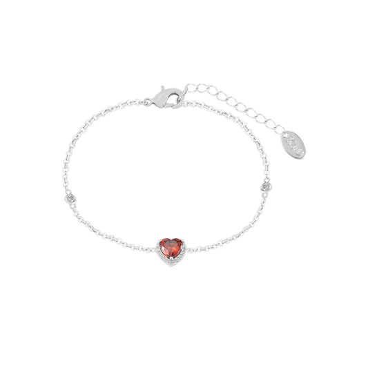 Knight & Day T587BCB Silver RedHeart Shaped Bracelet