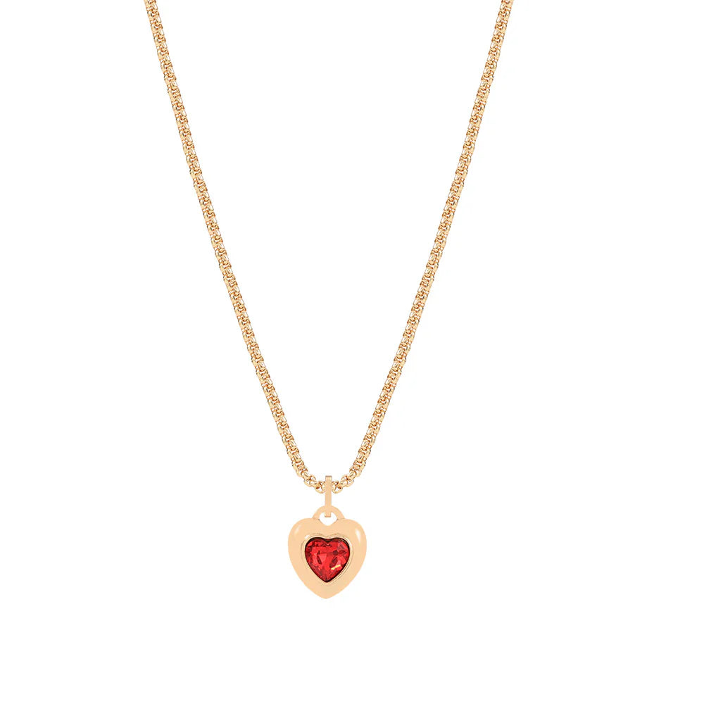 Knight & Day T602NCB  Gold Ruby Heart Necklace