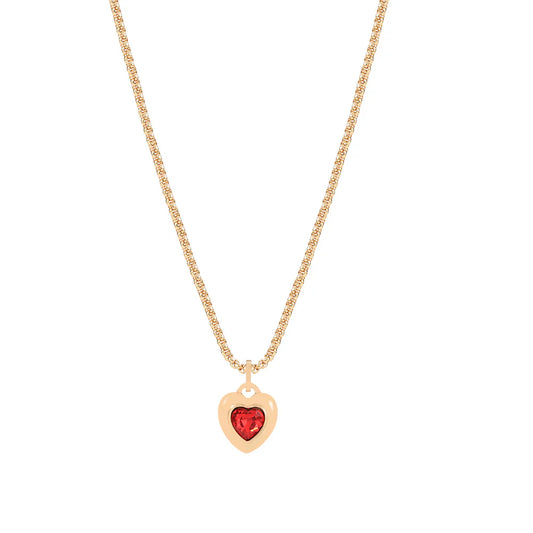Knight & Day T602NCB  Gold Ruby Heart Necklace