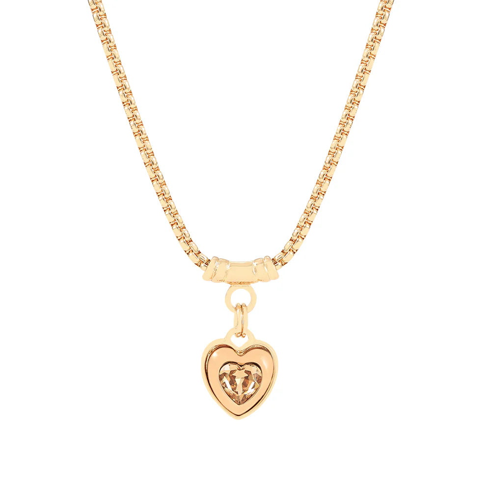 Knight & Day T603NCB  Gold Golden Shadow Heart Necklace