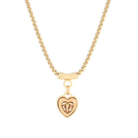 Knight & Day T603NCB  Gold Golden Shadow Heart Necklace