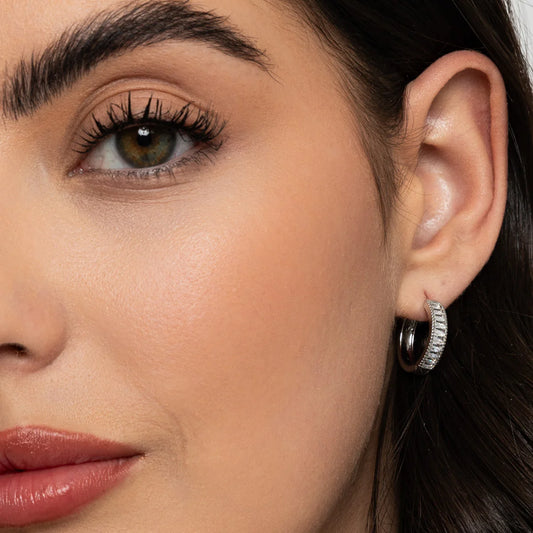 Knight and Day Izabella Silver Hoops T128EMS