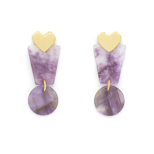 Knight and Day Phosphosiderite Semi Precious Stone Earrings T159ESF