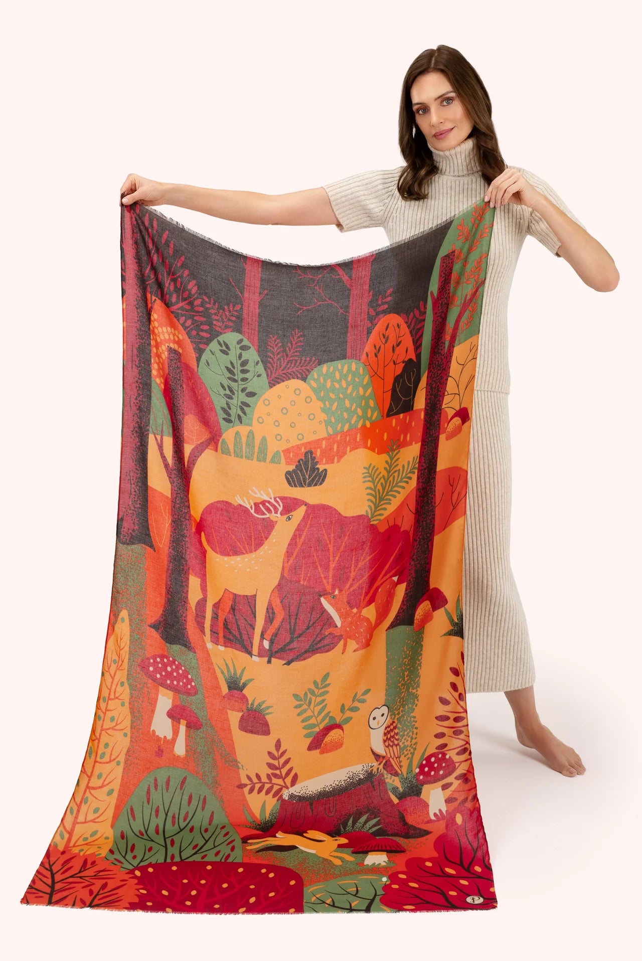 Powder Print Scarf - Autumn Forest Friends