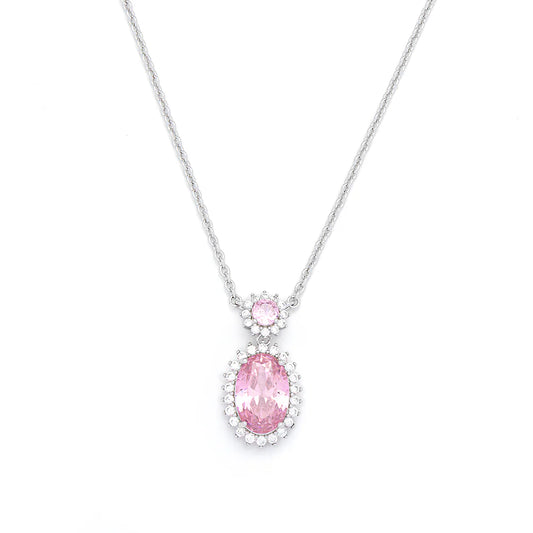 Knight and Day Classic Oval Drop Rose Pink Necklace T321NCB