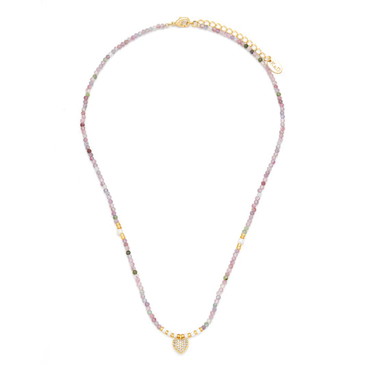 Knight and Day Semi Precious Stones & Crystal Heart Necklace
