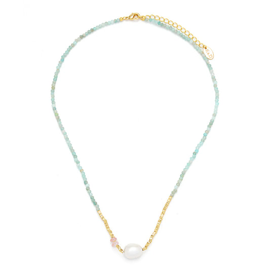 Knight and Day Semi Precious Stones & Freshwater Pearl Necklace T207NML