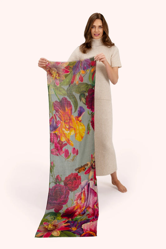 Wool Wrap Scarf - Winter Iris, Ice