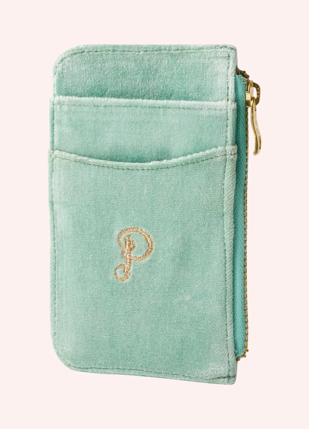 Powder Sparkling Seahorse Aqua Velvet Card Holder