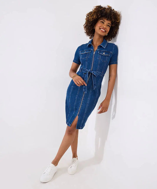 Joe Browns Cindy Zip Through Stretch Denim Dress
