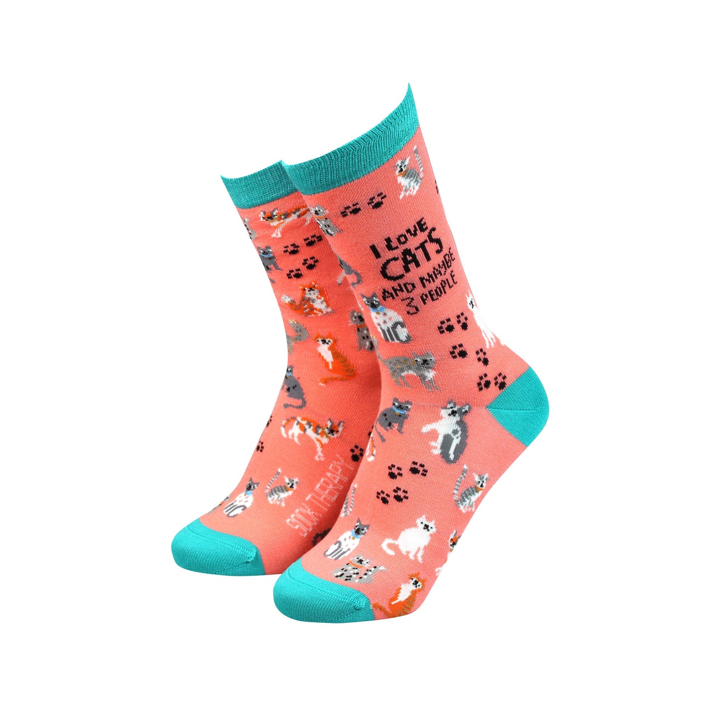 I Love Cats and maybe 3 people - Women's Bamboo Socks