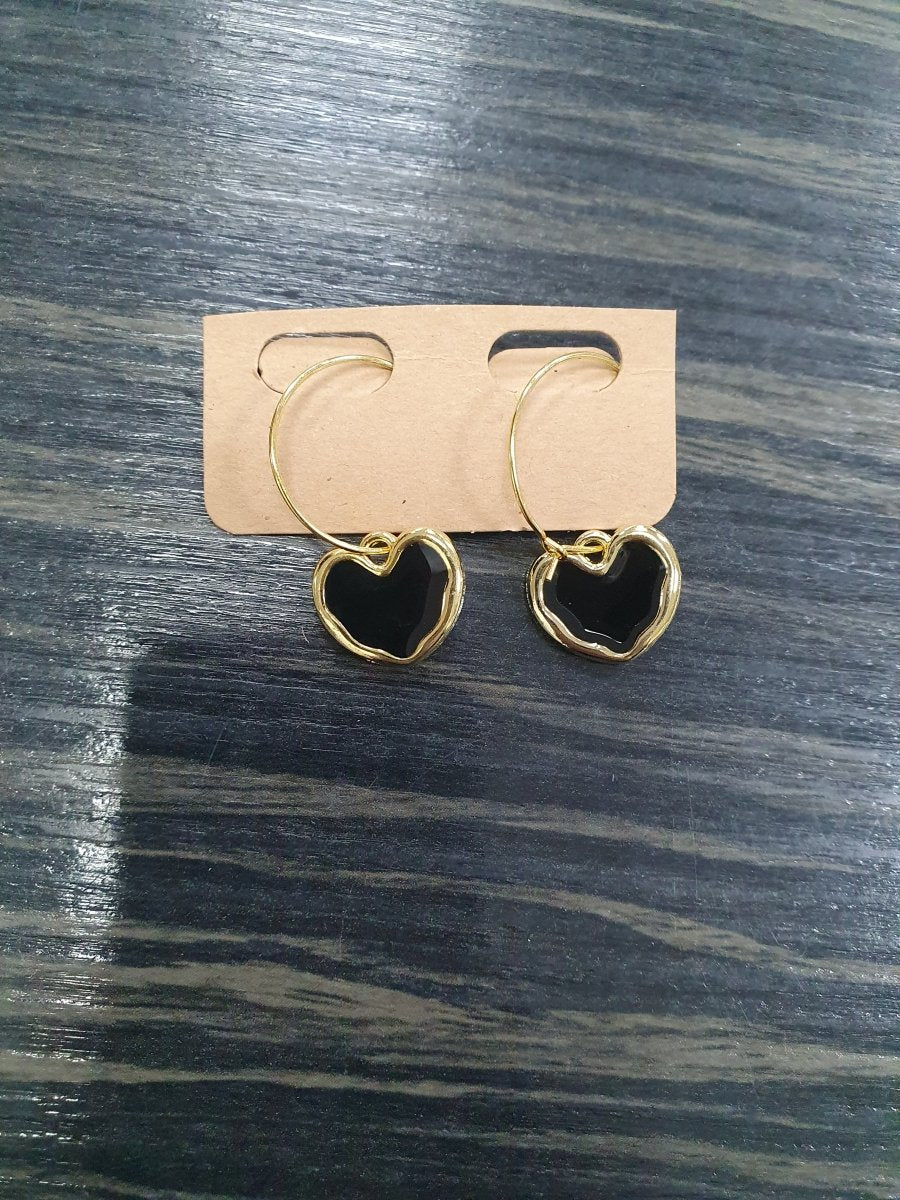 DMB Black Heart Hoop Earrings - Daisy Mae Boutique