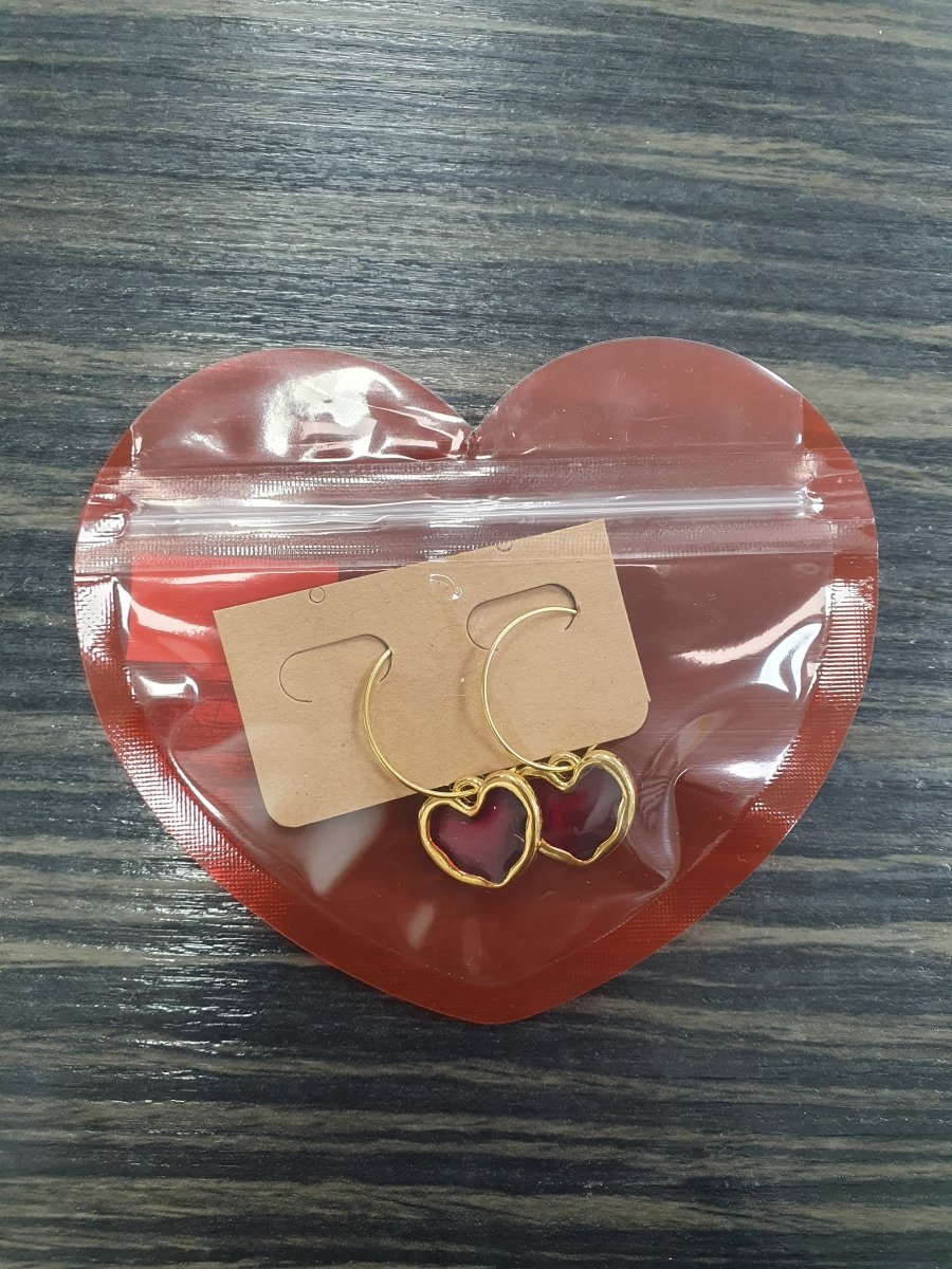 DMB Red Heart Hoop Earrings - Daisy Mae Boutique