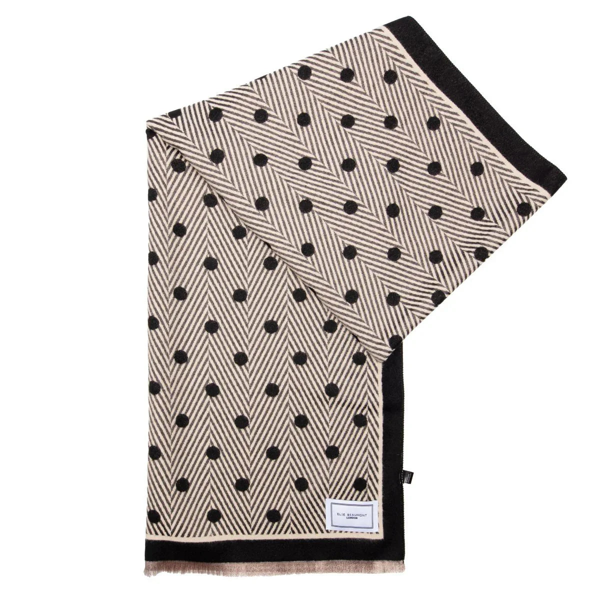 Elie Beaumont Winter Scarf - Black, Ivory, Grey Polka Dots - Daisy Mae Boutique