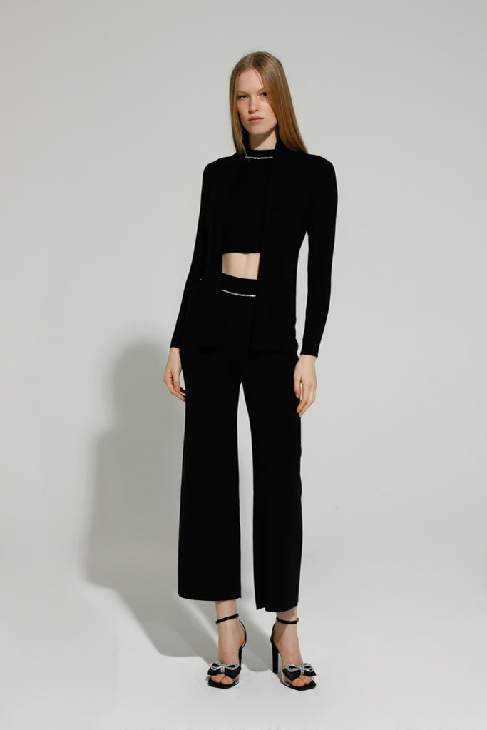Goa Goa Black Tweed Trousers - Daisy Mae Boutique