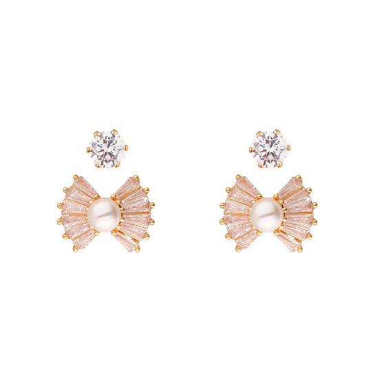 Knight & DayGold Pearl & Diamanté Earring Set R539EAP