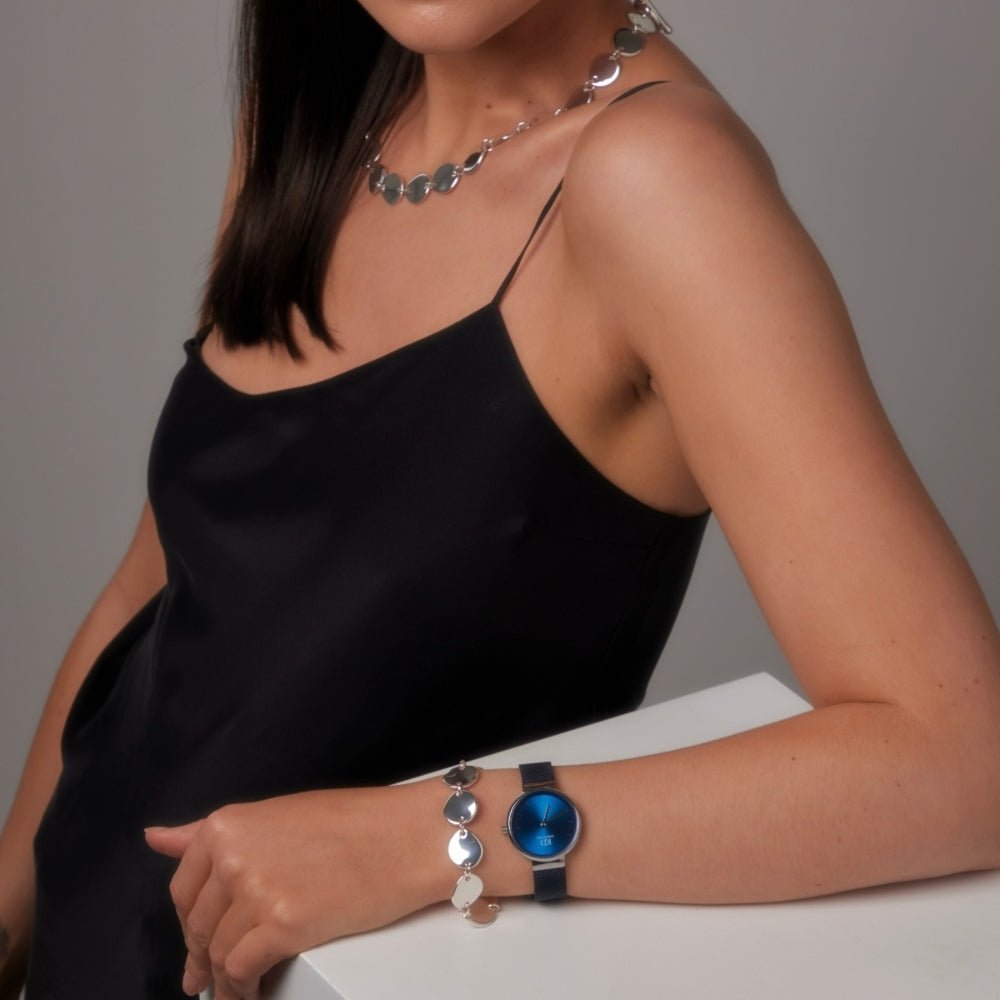 Knight and Day Blue Mesh Band Watch P552WLA - Daisy Mae Boutique