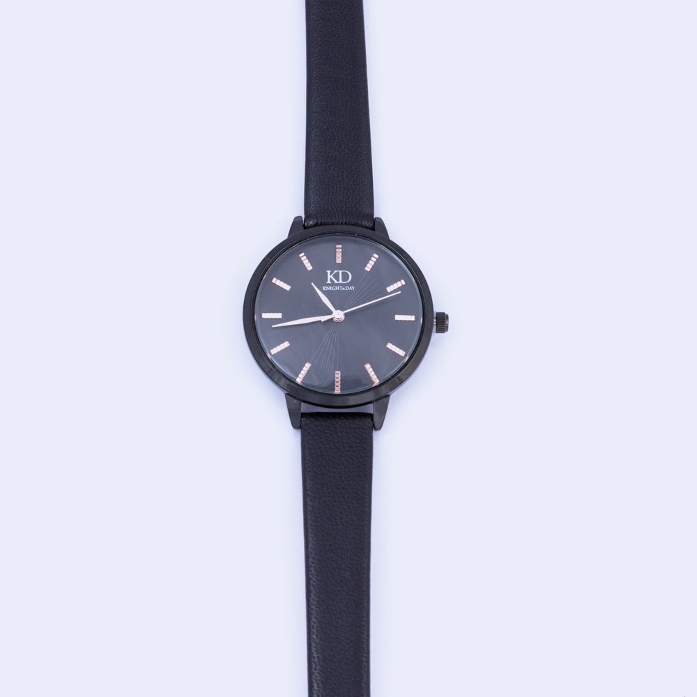 Knight and Day Classic Black & Black Watch Q456WLA - Daisy Mae Boutique