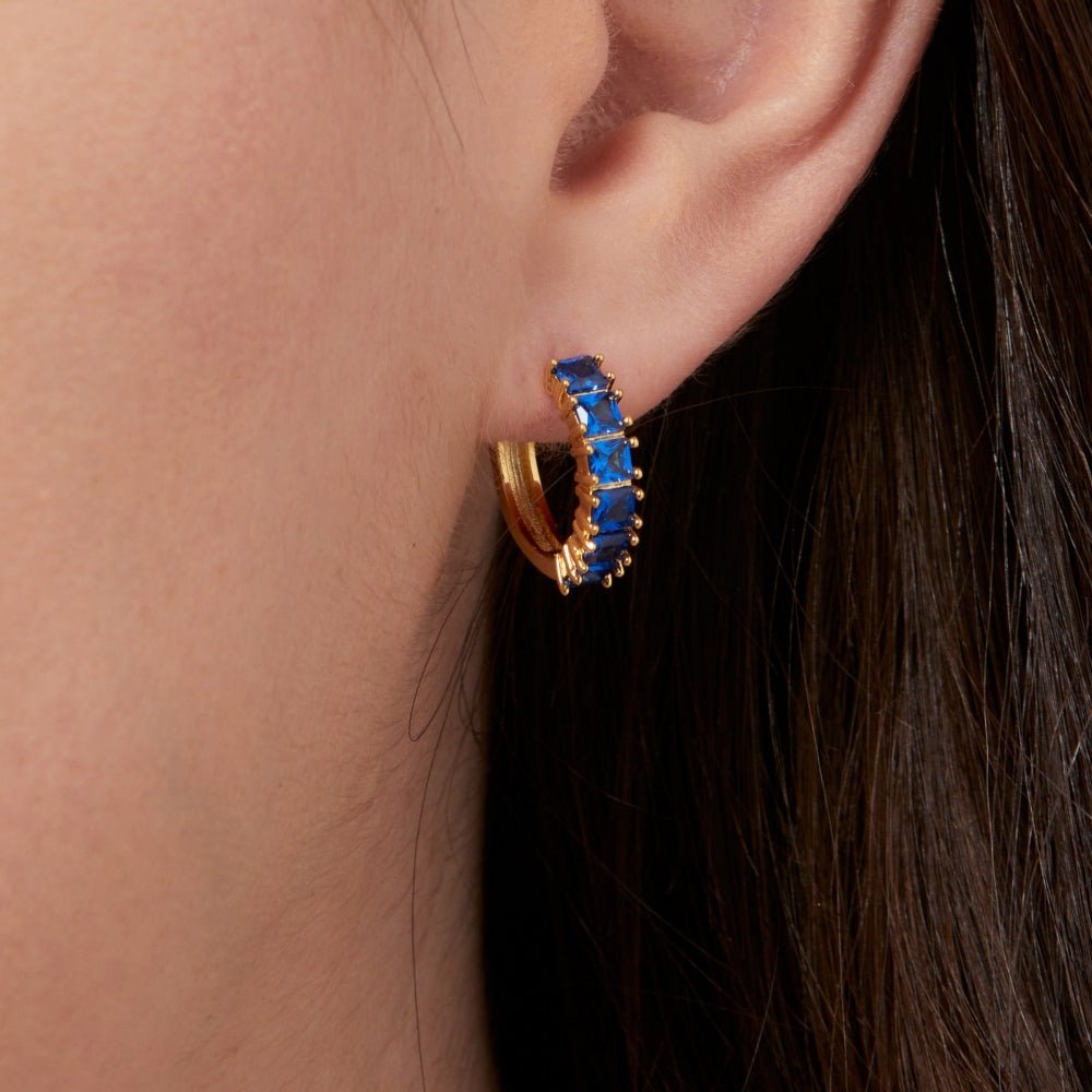 Knight & Day Classic Sapphire Hoops Q533ETR - Daisy Mae Boutique