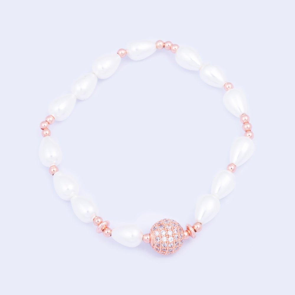 Knight & Day Rose Gold Beaded & Shell Pearl Bracelet Q426BCB - Daisy Mae Boutique