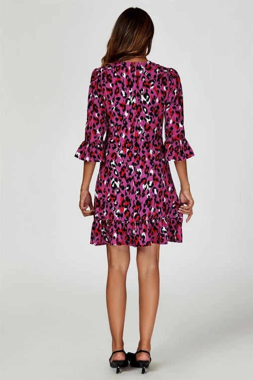 FS Collection Animal Print Mini Dress in Pink