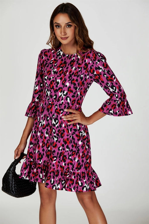 FS Collection Animal Print Mini Dress in Pink