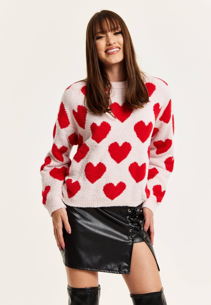 Liquorish Red Heart Teddy Bear Jumper - Daisy Mae Boutique