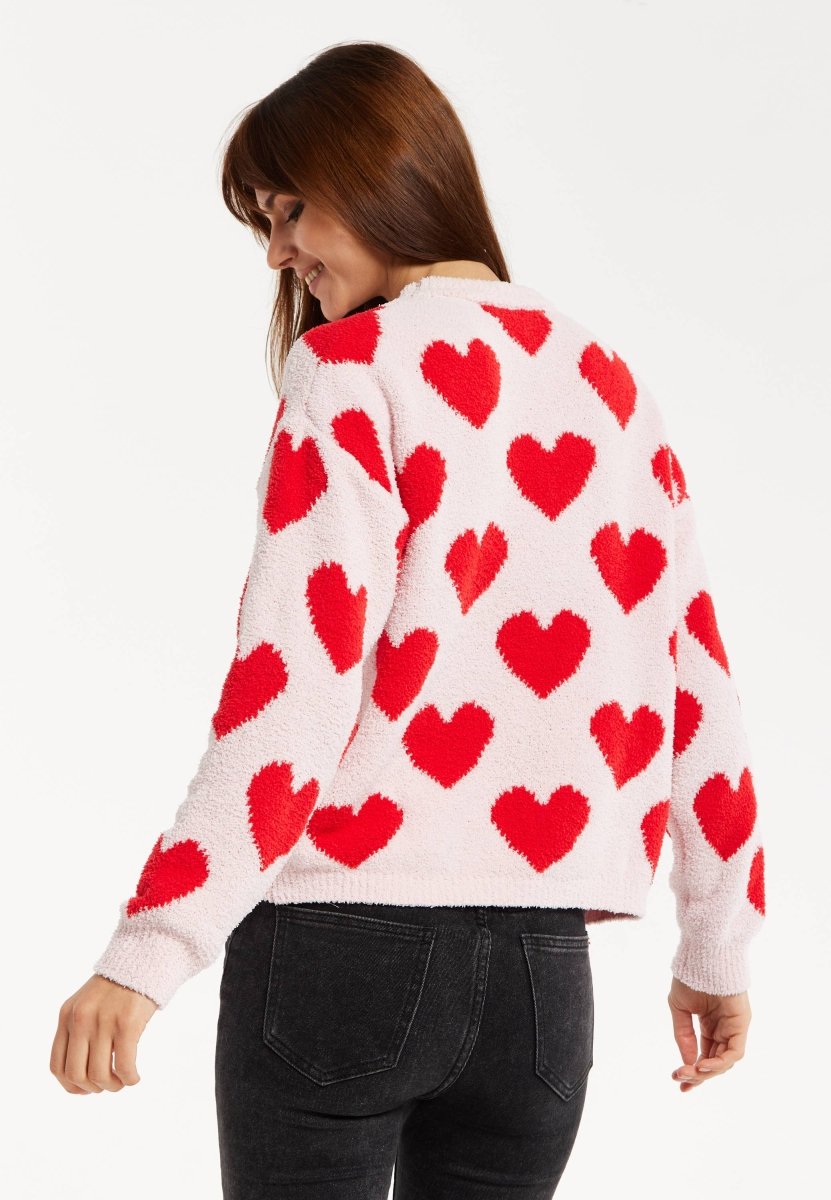 Liquorish Red Heart Teddy Bear Jumper - Daisy Mae Boutique