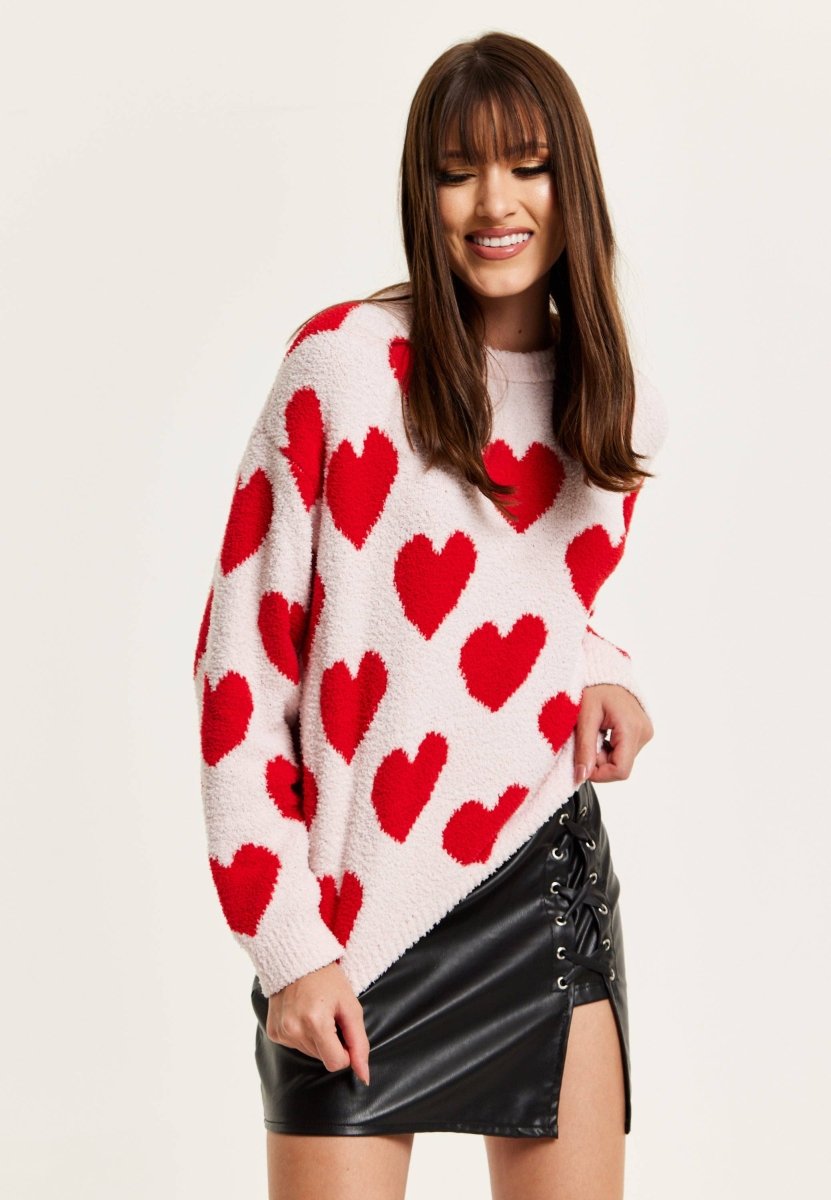 Liquorish Red Heart Teddy Bear Jumper - Daisy Mae Boutique