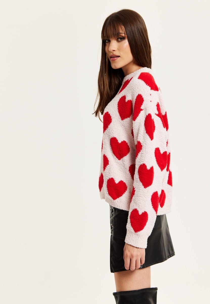 Liquorish Red Heart Teddy Bear Jumper - Daisy Mae Boutique
